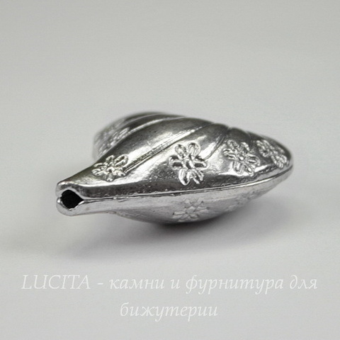 Бусина металлическая "Сердце" 25х24 мм (цвет - античное серебро)