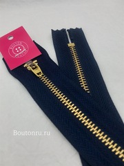 Молния темный джинс синяя золотая