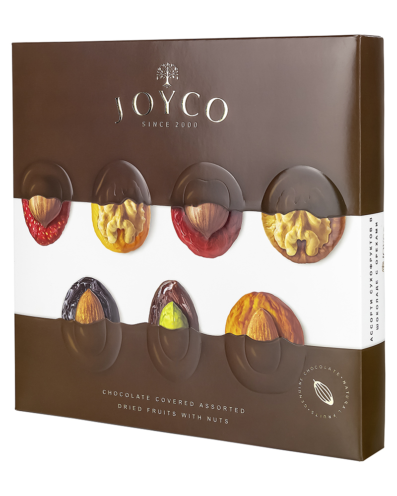Шоколадные конфеты JOYCO Ассорти сухофруктов в шоколаде с орехами 157 гр.