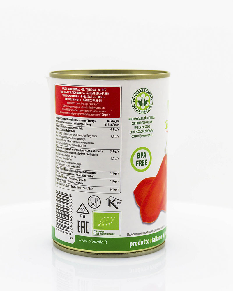 Томаты Bioitalia Очищенные в Томатном Соке 400 г