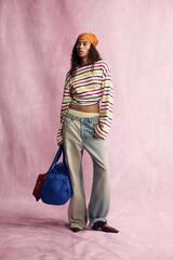 ZARA - FRUIT OF THE LOOM™ КОНТРАСТНЫЕ ДЖИНСЫ-БОЙФРЕНДЫ, СИНИЙ