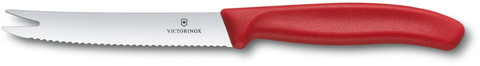 Нож кухонный Victorinox Swiss Classic (6.7861) стальной для сыра лезв.110мм серрейт. заточка красный блистер