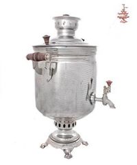 Самовар Дачный цилиндр 7 л никель жаровый
