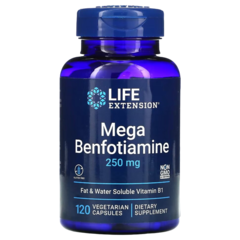 Life Extension Mega Benfotiamine 250 mg 120 veg capsules, Витамин B1