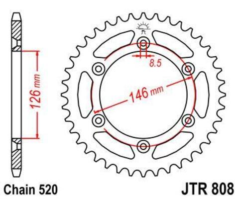 Звезда JT ведомая JTR808.44 зуб DR-Z400 DRZ400 DR400Z