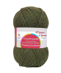Пряжа "Подмосковная", 50% шерсть, 50% акрил, 100гр-250м, тёмный хаки