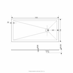 Душевой поддон прямоугольный из искусственного камня графит 700x1000