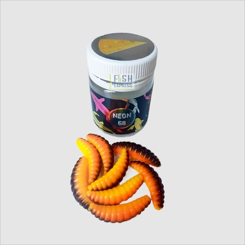 NEON 68 MAGGOT Мягкая приманка цвет немецкий, флаг 33 мм, 8 шт/в банке ,СЫР, продажа от 2 шт.