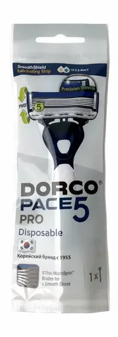 DORCO PACE5 PRO однораз.станок 1шт. 5лезвий+1лезвие-триммер, плав.головка, увл.полоса (Ю.Корея)
