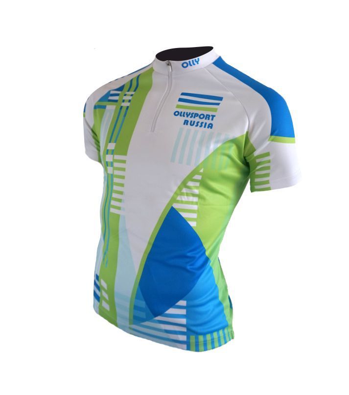 Olly Sport футболка беговая белая-синяя-лайм
