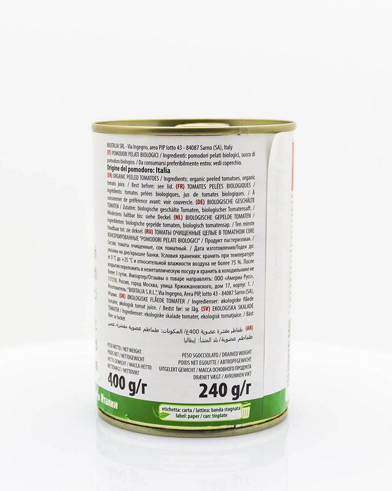 Томаты Bioitalia Очищенные в Томатном Соке 400 г