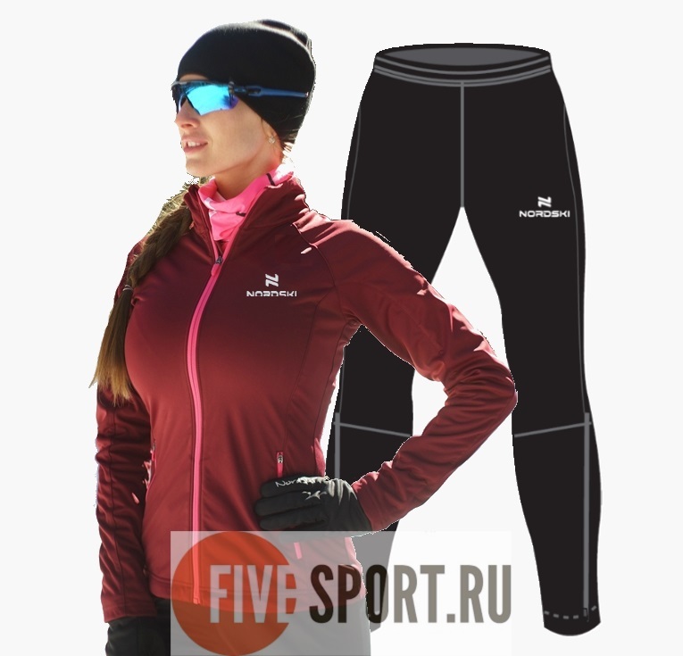 Nordski Elite разминочный лыжный костюм женский wine - 3