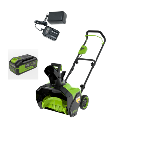 Снегоуборщик аккумуляторный Greenworks G40ST40, 40V, 40 см, с 1хАКБ 8 Ач и ЗУ (2603607UH)