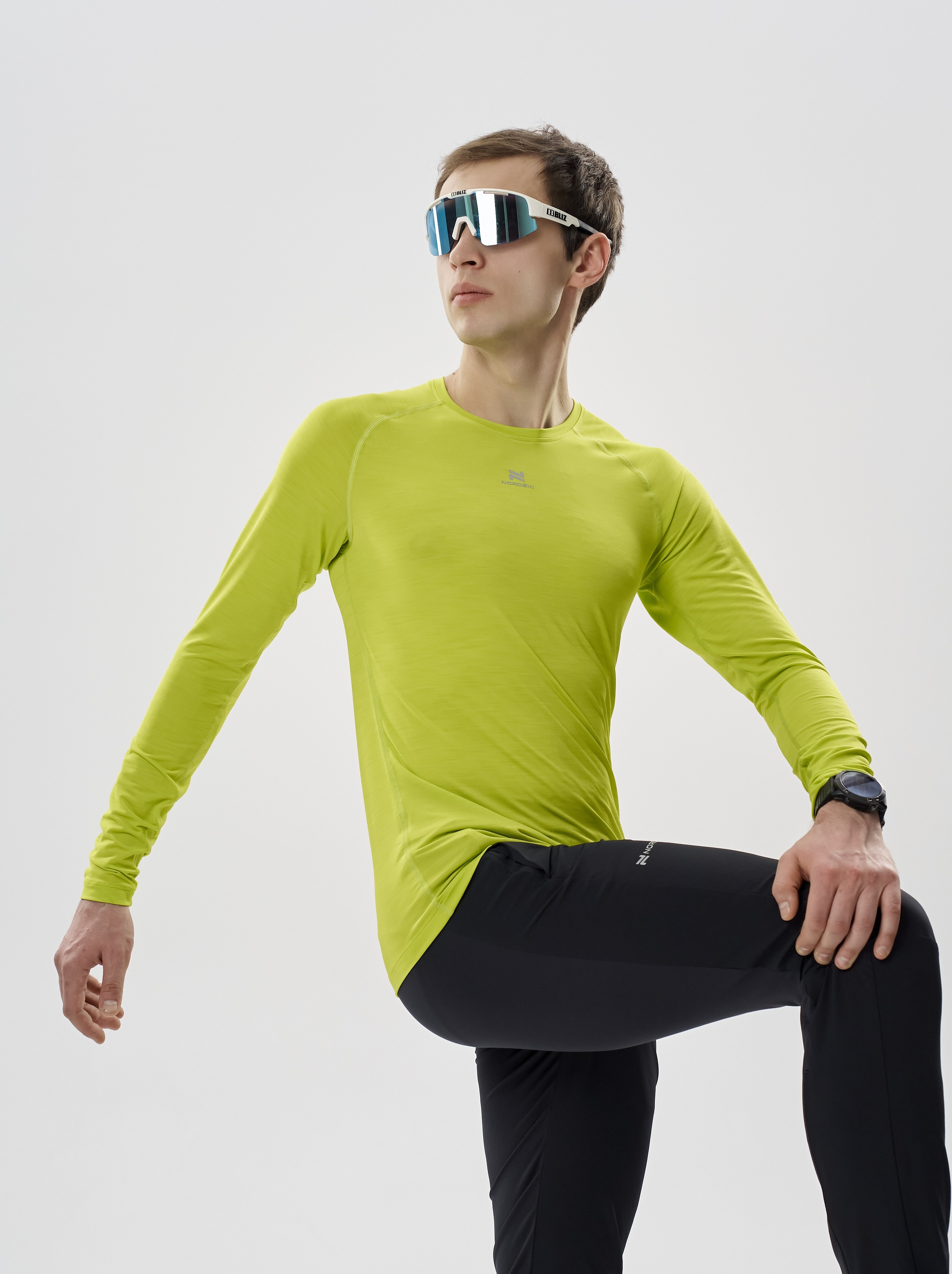 Мужская тренировочная футболка с длинным рукавом Nordski Pro lime - 5