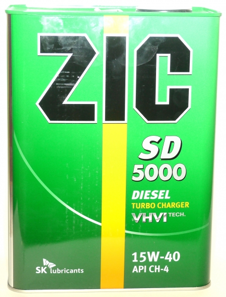ZIC 5000 SD 15W40 CH-4 - Полусинтетическое моторное масло для дизельных двигателей (4л)