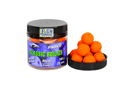 Бойлы FISHKIT Classic вареные тонущие 20мм 100гр. Слива