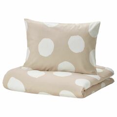 Комплект постельного белья IKEA KLYNNETAG (КЛИННЕТАГ), Односпальный, Бежевый с рисунком, 150x200, 50x80 см