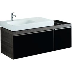 Geberit Citterio 500.567.JJ.1 Тумба для раковины 133.4x55.4x50.4см, черный / глянцевое стекло, темный дуб / меламин, структура дерева фото