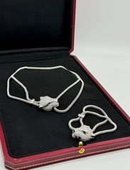 Колье с подвеской голова ПАНТЕРЫ в обсыпке коллекция PANTHERE white VGOLD