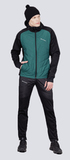 Премиальный костюм для лыж и зимнего бега Nordski Hybrid Hood Pro Black-Alpine Green