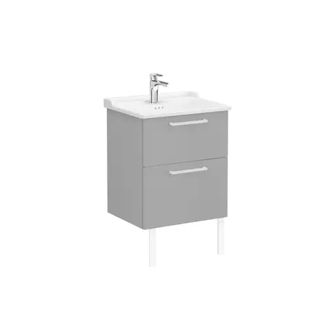 VitrA Root 68279 Тумба 60 см с классической раковиной, 2 ящика, матовый серый камень