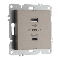 Устройство зарядное USB (A+C) ARVIA Electric, высокоскоростная зарядка, 20В 4.0А, мокко 50062000312