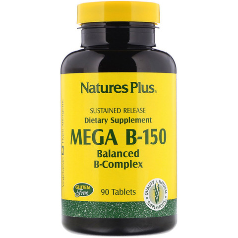 Nature's Plus, Mega B-150, сбалансированный комплекс витаминов B, 90 таблеток