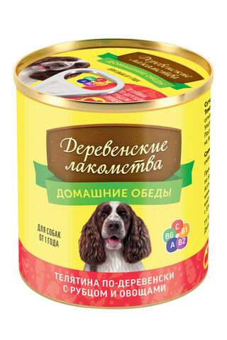 Деревенские лакомства домашние обеды для собак телятина по-деревенски с рубцом и овощами 240г