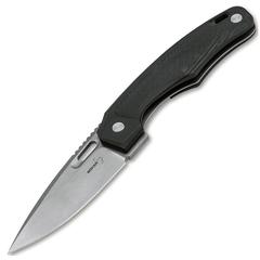 Фото Нож складной Boker Plus Boris Manasherov Design Warbird, сталь лезвия D2 Stonewash Plain, рукоять стеклотекстолит G10, чёрный, 01BO754