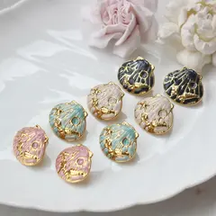 Серьги пусеты Ракушки с эмалью, розовый, 22*25 мм, сталь, позолота, СГ039