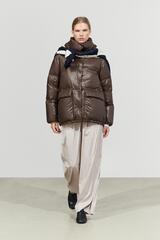 Massimo Dutti Пуховик с высоким воротником, коричневый