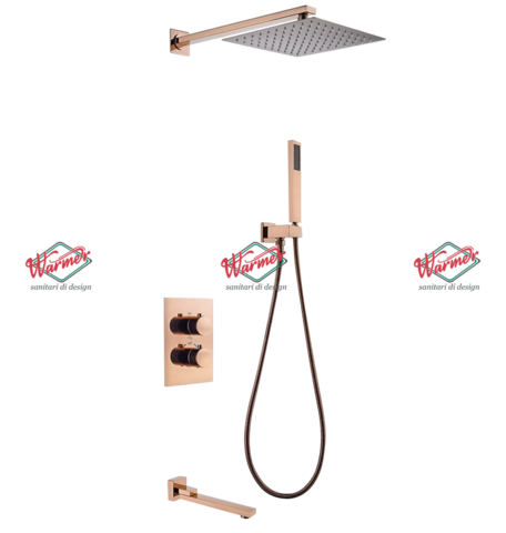 Душевой термостатический комплект  3 в 1 Warmer Rose Gold Line 2100300-12D Termo