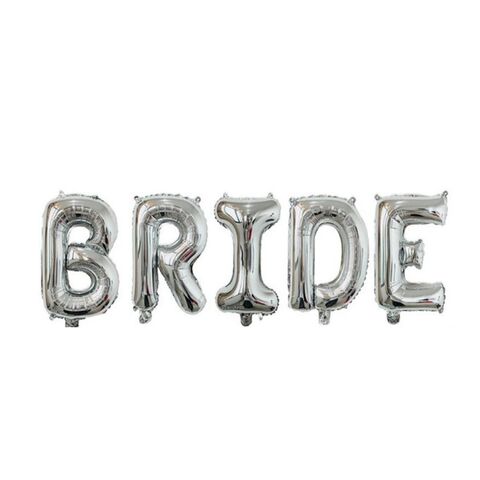 Шар К Надпись, BRIDE (Невеста), Серебро, 32''/81 см  (под воздух)