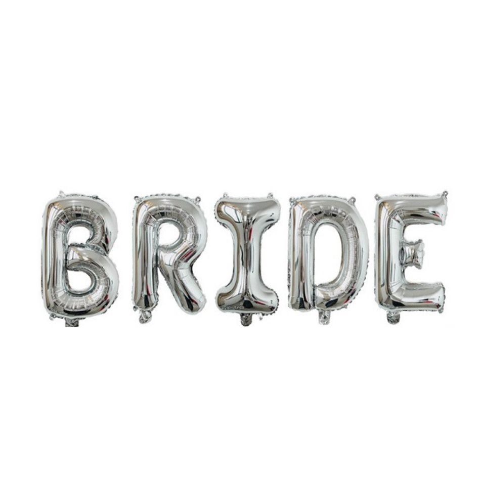 Шар К Надпись, BRIDE (Невеста), Серебро, 32''/81 см  (под воздух)