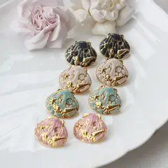 Серьги пусеты Ракушки с эмалью, розовый, 22*25 мм, сталь, позолота, СГ039