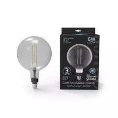 Лампа Gauss LED Filament G200 6W Е27 330lm 4000К  gray straight 154802205