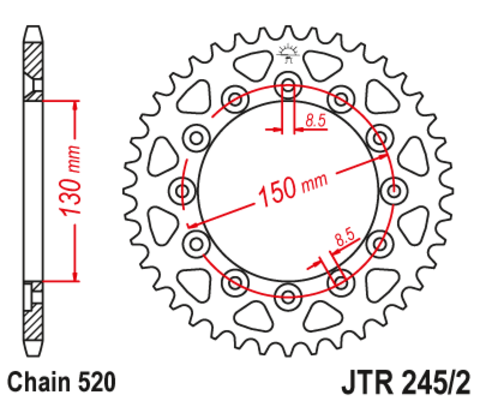 Звезда JT ведомая JTR245/2.51 51 зуб WR250 01-06