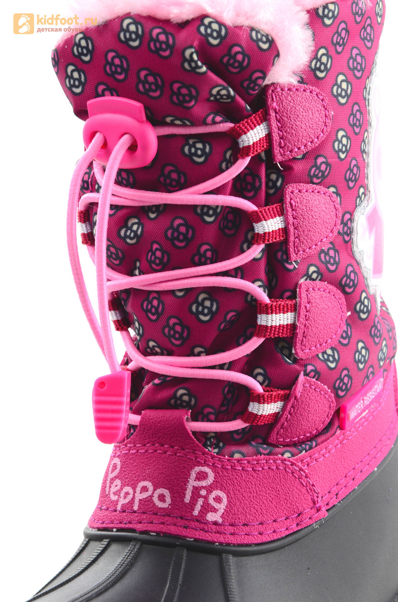 Зимние сапоги для девочек непромокаемые с резиновой галошей Свинка Пеппа (Peppa Pig), цвет фуксия, Water Resistant