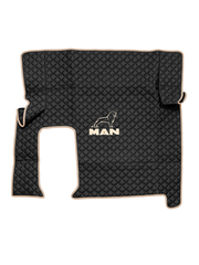 Ковры MAN TGX с 1-м ящиком (автомат) (экокожа, черный, бежевый кант, бежевая вышивка)