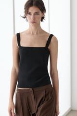 Massimo Dutti Топ на бретелях с квадратным вырезом, черный