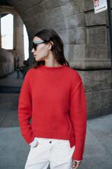 ZARA ТРИКОТАЖНЫЙ СВИТЕР С ВОРОТНИКОМ-СТОЙКОЙ, КРАСНЫЙ