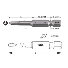 Бита Tri-Wing TW2,5 х50мм S2 1шт SGS 6350-Y2.5