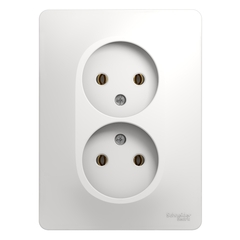 Schneider Electric Glossa Белый Розетка 2-местная без заземляющих контактов в сборе с рамкой IP20 скрытая установка GSL000120