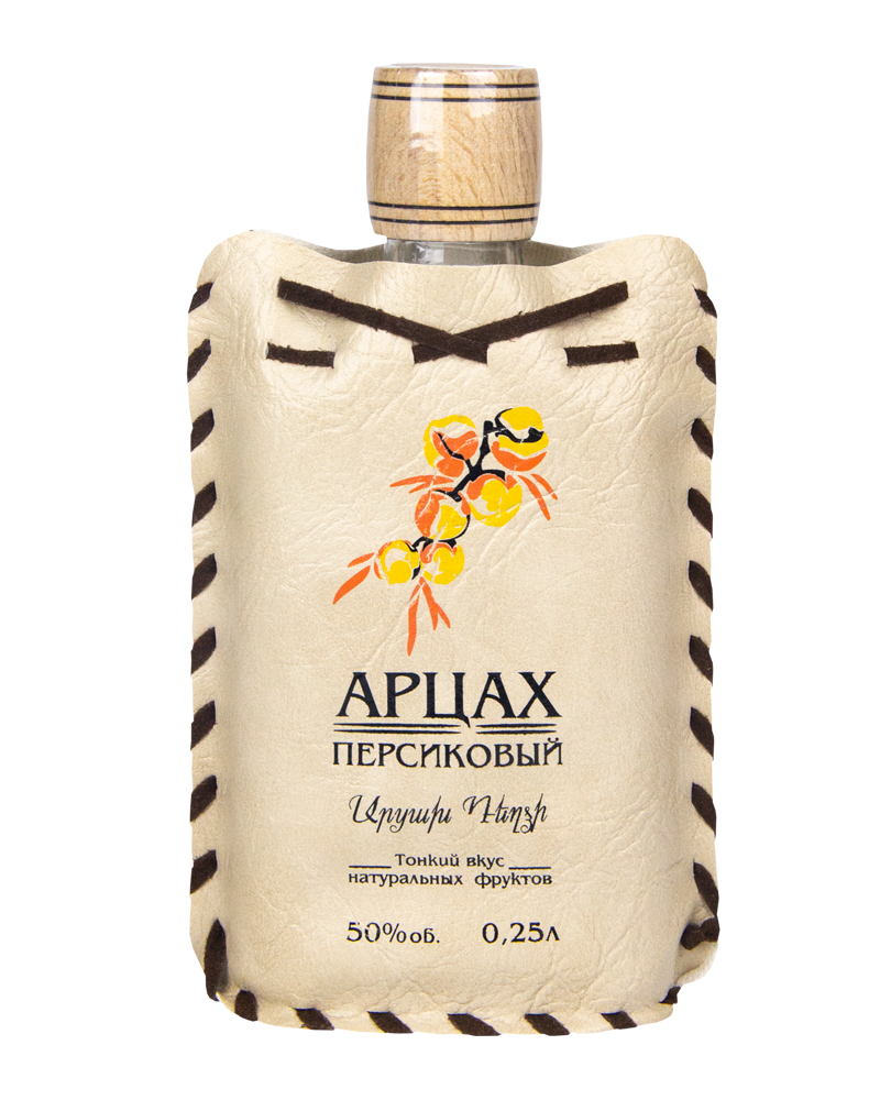 Водка Персиковая Арцах 50%, 0,25л. в кожаном чехле