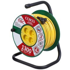 Удлинитель на катушке, 4 гн, 40 м, ПВС, б/з, пластик, Союз, 481S-3104
