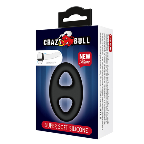 Овальное двойное эрекционное кольцо из мягкого силикона Baile CrazyBull