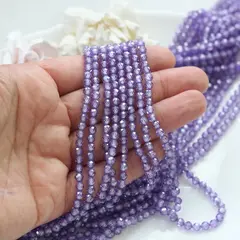 Цирконий кубический (фианит) граненый, лавандовый, 4 мм нить, К250