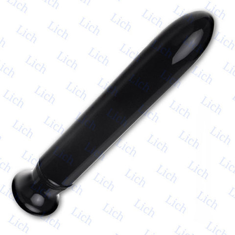 Гладкий прямой черный вибратор из стекла Smooth Operator, 18 см