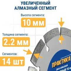 Диск алмазный сегментный ПРАКТИКА Мастер 180 х 22 мм (030-696)