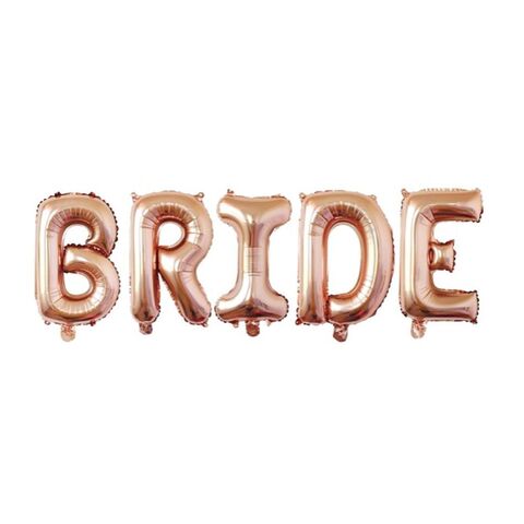 Шар К Надпись, BRIDE (Невеста), Розовое золото, 32''/81 см  (под воздух)